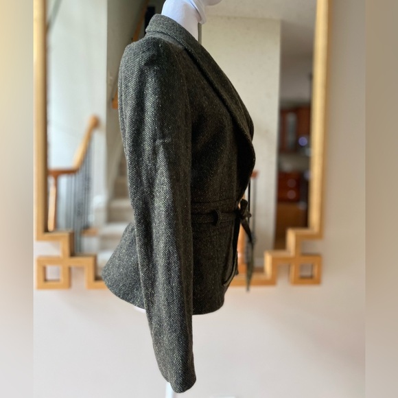 🍁Vintage Banana Republic Petalum Blazer Jacket olive green front button and belt - Picture 4 of 13